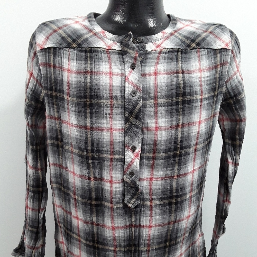 Soft Surroundings Cotton Tunic Top L Long Sleeve Boho Blouse